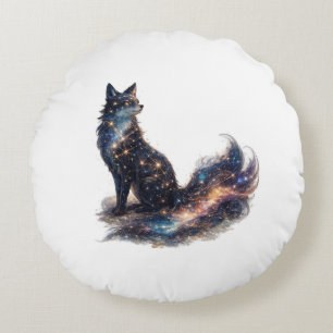 Coussins Ronds Renard Céleste   Animal de Fantaisie Cosmique