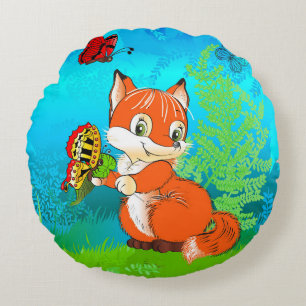 Coussins Ronds renard et papillon