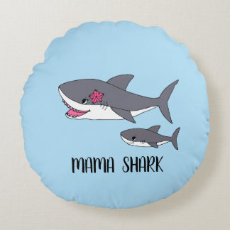 Coussins Ronds Requin mama et bébé