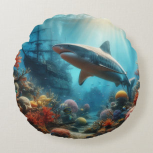 Coussins Ronds Requin tigre côtier/nautique & récif corallien