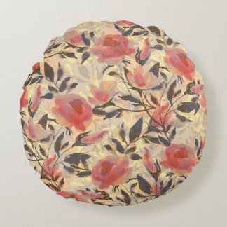 Coussins Ronds Ressort roses sauvages : motif aquarelle.