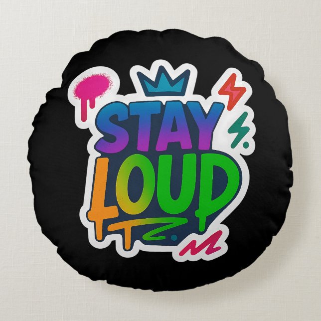 Coussins Ronds Restez forte Graffiti Neon (Devant)