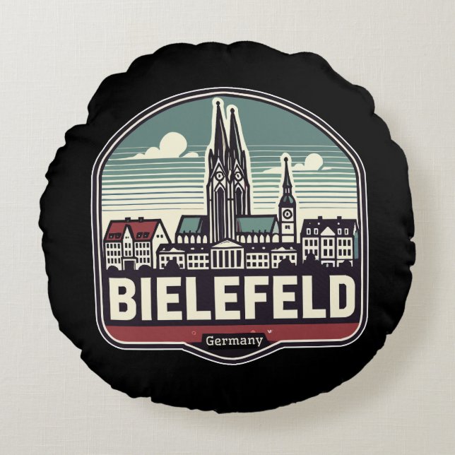 Coussins Ronds Retro Bielefeld Skyline  (Devant)
