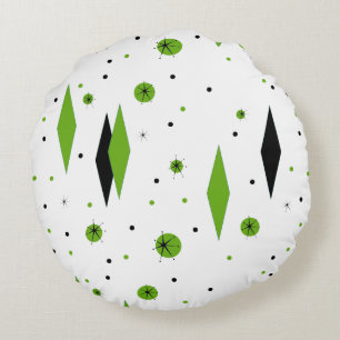 Coussins Ronds Rétro diamant vert et carreau rond de Starburst