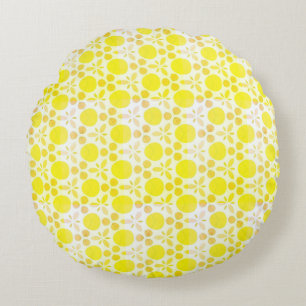 Coussins Ronds Rétro motif jaune citron