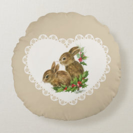 Coussins Ronds Retro Vintage Coquette Pastel Bébé Animaux Bunny