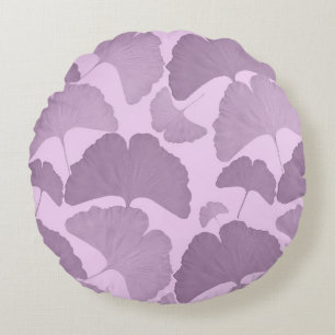 Coussins Ronds Rêve botanique de Ginkgo violet doux 1