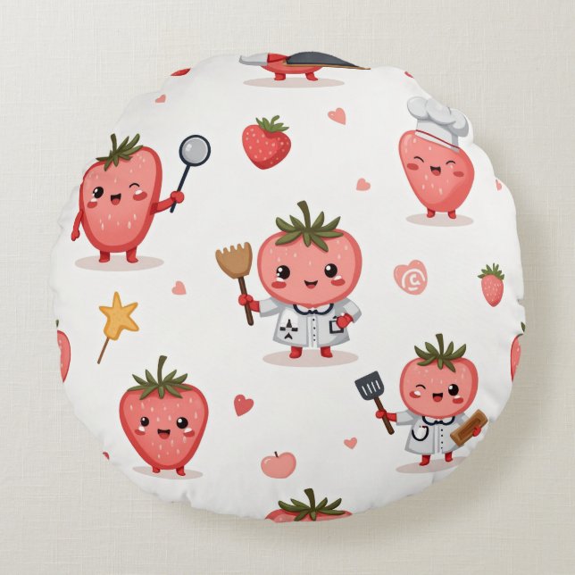Coussins Ronds Rêve fraise (Devant)