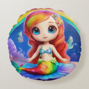 Coussins Ronds Rêve lunaire de l'Alien arc-en-ciel Mermaid