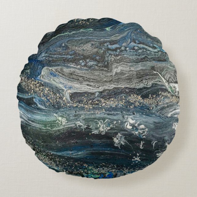 Coussins Ronds Rêves de la peinture abstraite Ocean'20 (Devant)