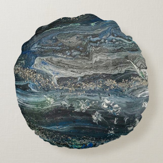 Coussins Ronds Rêves de l'Océan'20 peinture abstraite Céramique (Dos)