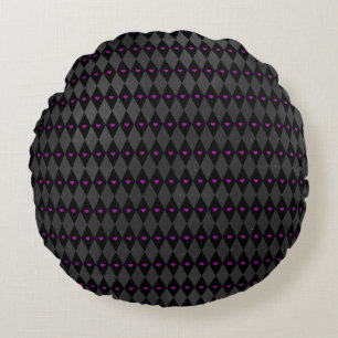 Coussins Ronds Rhombus Coeurs pourpres Saint-Valentin gothique
