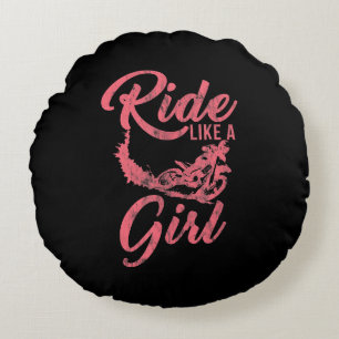 Coussins Ronds Ride Comme Une Fille Moto Drôle Cadeau Drôle