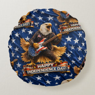 Coussins Ronds Rockstar American Eagle, joyeux Jour de l'Indépend