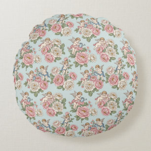 Coussins Ronds Rococo Revival Vintage Jardin de Roses Romantique