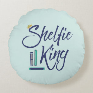 Coussins Ronds Roi bleu de Shelfie de Booklover