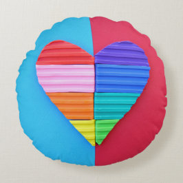 Coussins Ronds Romantic Love Twin Rainbow Hearts