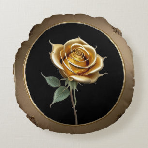 Coussins Ronds Rose Élégante avec Cadre Décoratif Orné