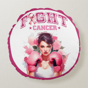Coussins Ronds Rose et Jolie Fleur Contre le Cancer du Sein