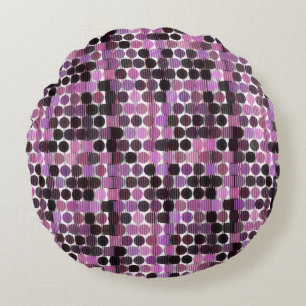 Coussins Ronds Rose géométrique rose, mauve et noir