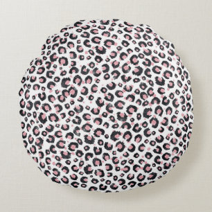 Coussins Ronds Rose Gold Élégant Motif Léopard Noir