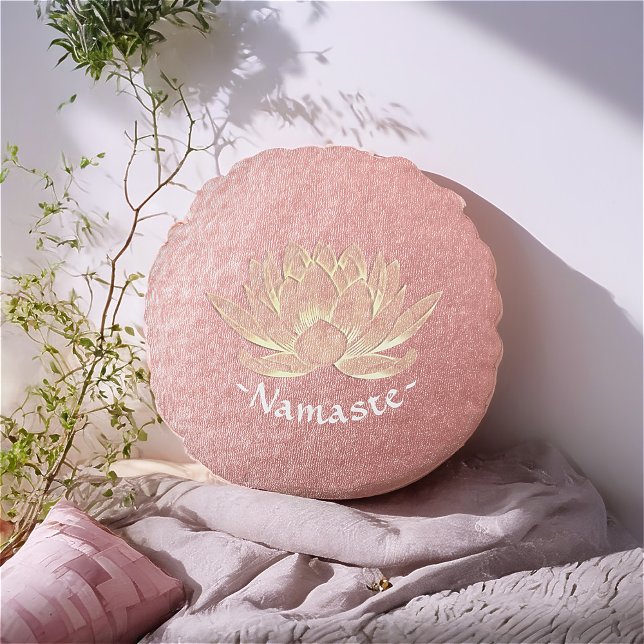 Coussins Ronds Rose Gold Lotus Yoga Studio Méditation Instructeur (Créateur téléchargé)