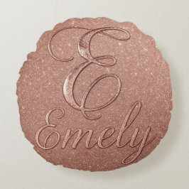 Coussins Ronds Rose personnalisé Parties scintillant Gold Design 
