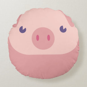 Coussins Ronds Rose Piggy Cute Avec Une Queue Sur Le Dos