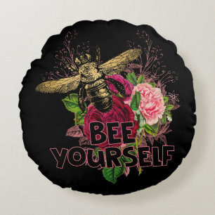 Coussins Ronds Rose radiant et douce abeille, abeille-toi Postca
