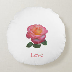 Coussins Ronds Rose rose sur fond blanc