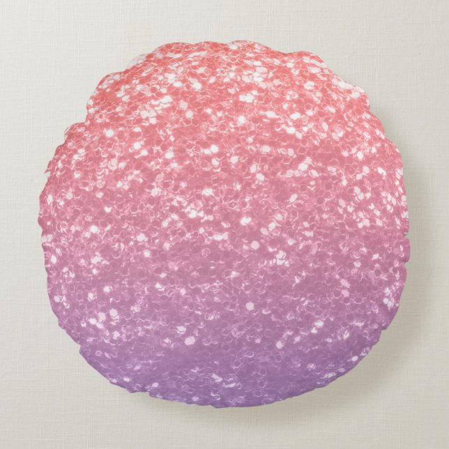 Coussins Ronds Rose rose violet lavande faux pétille parties scin (Devant)