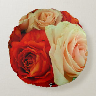 Coussins Ronds ROSE Rustique Bouquet-ROUND LAIT PILLOW