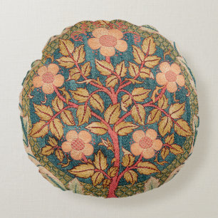 Coussins Ronds Rose Wreath Embroidery Design par William Morris