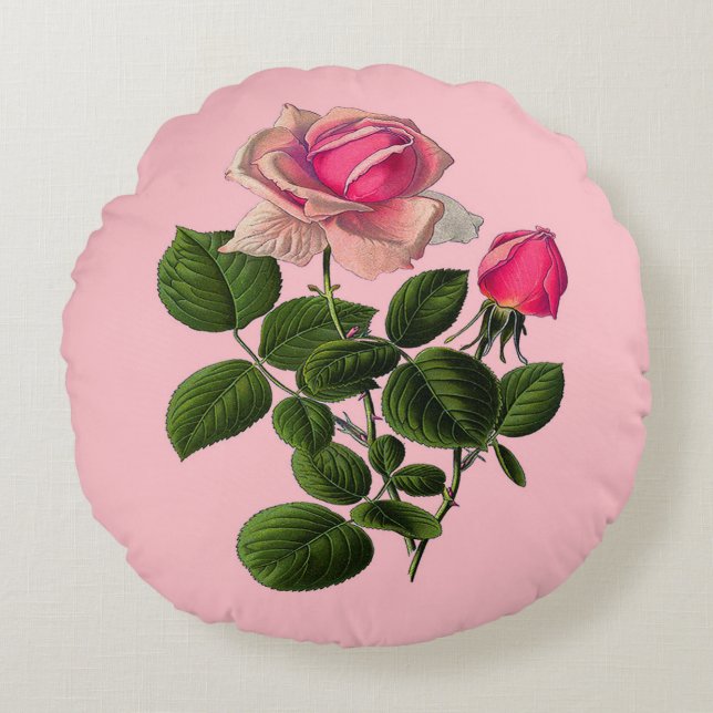 Coussins Ronds Roses de thé rose (Devant)