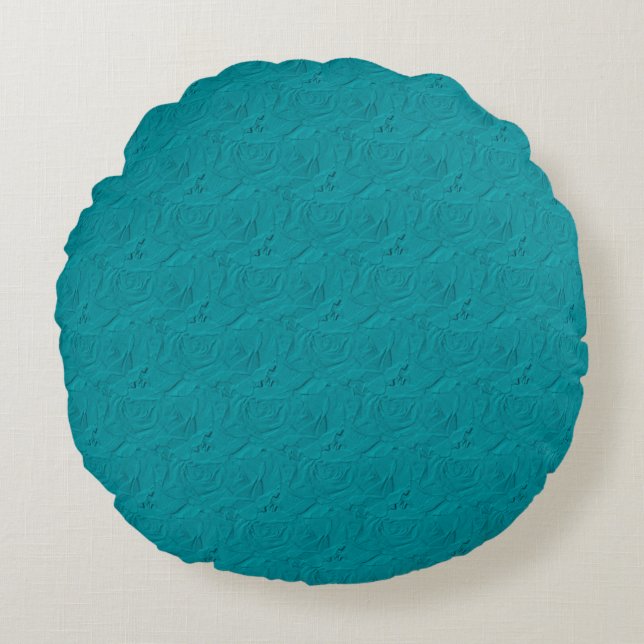 Coussins Ronds Roses embarqués, Turquoises - Oreiller à lancer ro (Devant)