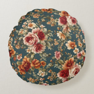 Coussins Ronds Roses romantiques et belles fleurs