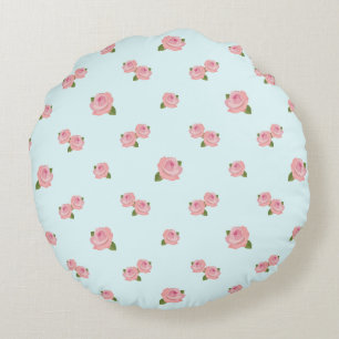 Coussins Ronds Roses roses roses Motif sur bleu clair