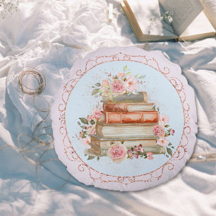 Coussins Ronds Roses roses roses roses et fleurs de livre aquarel