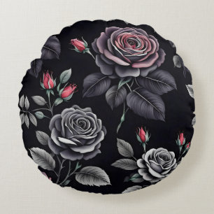 Coussins Ronds Roses Rouge Foncé Art Floral design