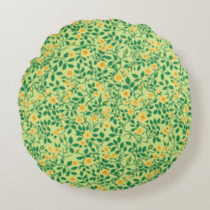 Coussins Ronds Roses sauvages en jaune et vert