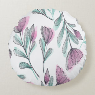 Coussins Ronds Roses violettes