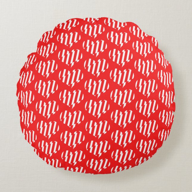 Coussins Ronds Rouge Abstrait n Blancs Valentine Coeur (Devant)