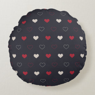 Coussins Ronds Rouge & cœur sombre Motif sans couture Mignon Mini