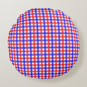 Coussins Ronds Rouge Et Bleu En vichy Plaid