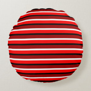 Coussins Ronds Rouge Et Maroon Rouge Stripes Motif Design