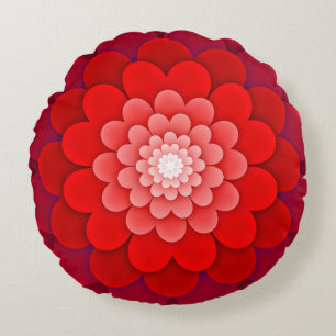 Coussins Ronds Rouge Floral Mandala-58566
