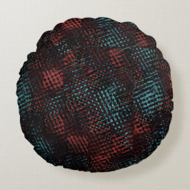 Coussins Ronds Rouge foncé, bleu, rayures croisées, carré ou cube