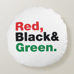 Coussins Ronds Rouge, Noir et Vert.