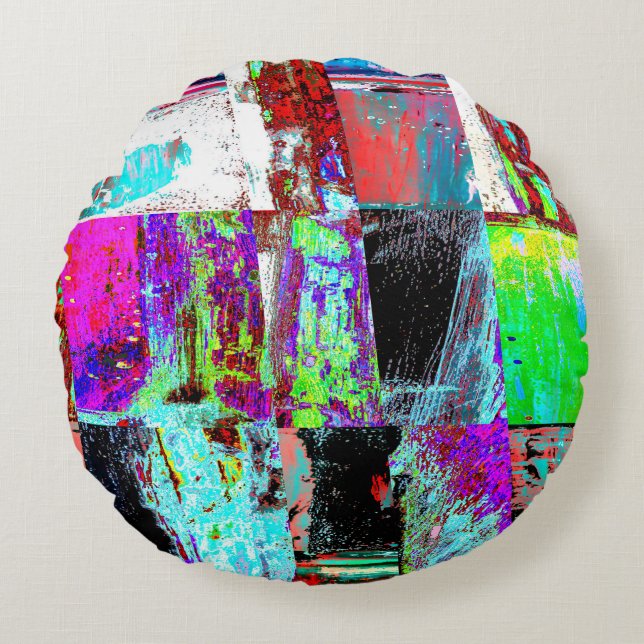 Coussins Ronds Round Pillow – Abstract Grid (Devant)
