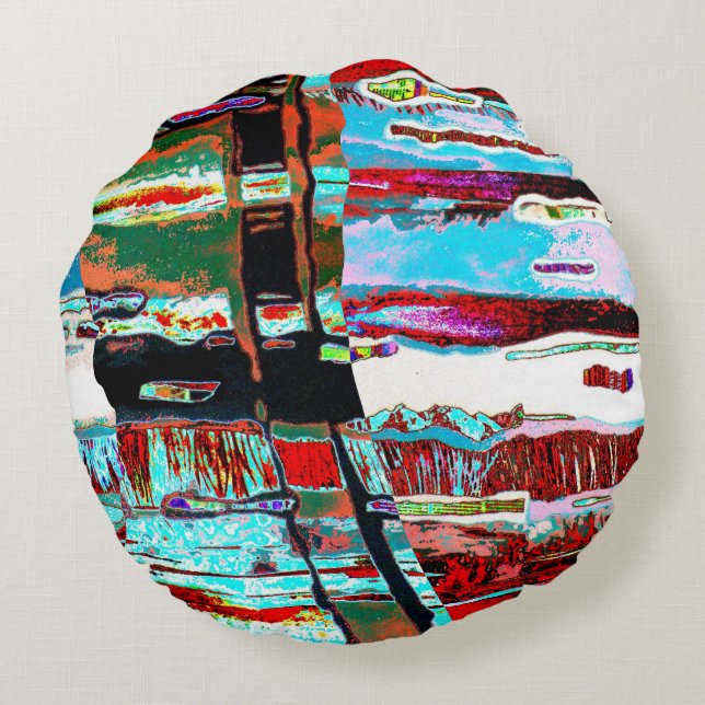 Coussins Ronds Round Pillow – Collapse Reflection Abstract Design (Dos)